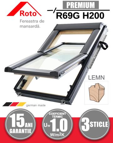 Fereastra mansarda + rama Roto R69G H200