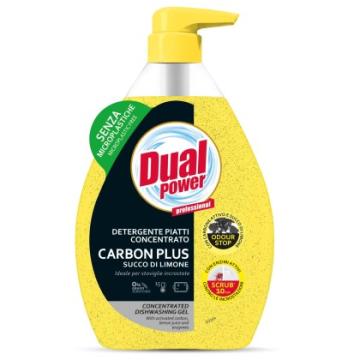 Detergent concentrat vase Dual Power Limone si Carbon, 600ml