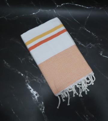 Prosop plaja Fouta | Tunis | White Orange 200 x 100 cm de la Tradizan