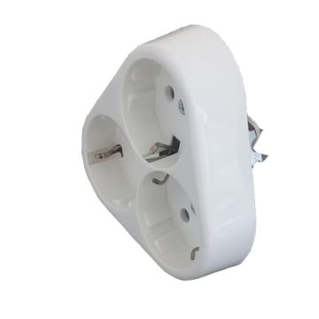 Priza tripla Schuko 16A 250V alb de la Spot Vision Electric & Lighting Srl
