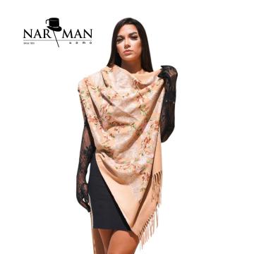 Sal elegant din lana si casmir, cu broderie SLC104 (crem) de la Narman - Tuxedo