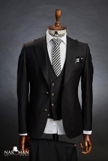 Costum mire/ginere - costum negru pentru barbati de la Narman - Tuxedo