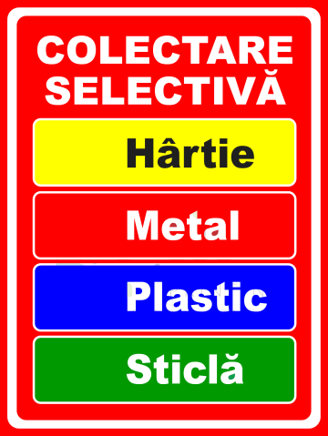 Indicator pentru colectare selectiva hartie metal plastic