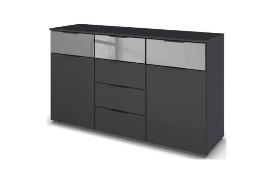 Comoda gri metalic + oglinda Grey 140x81x42cm Skyla