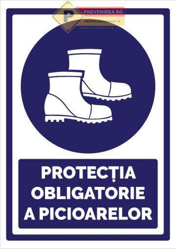 Indicatoare pentru protectie obligatorie a picioarelor