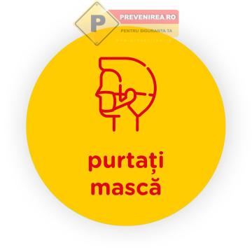 Semn galben purtati masca de la Prevenirea Pentru Siguranta Ta G.I. Srl