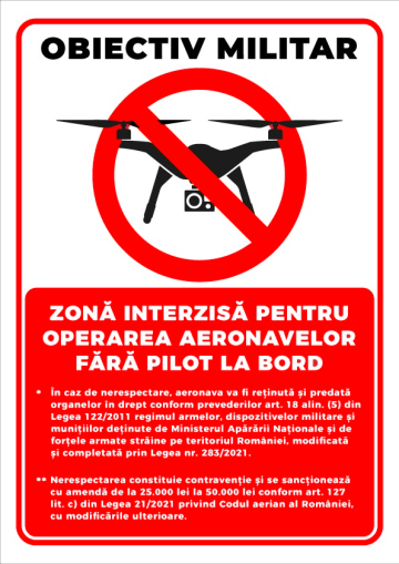 Semn obiectiv militar zone interzise operare aeronave de la Prevenirea Pentru Siguranta Ta G.I. Srl