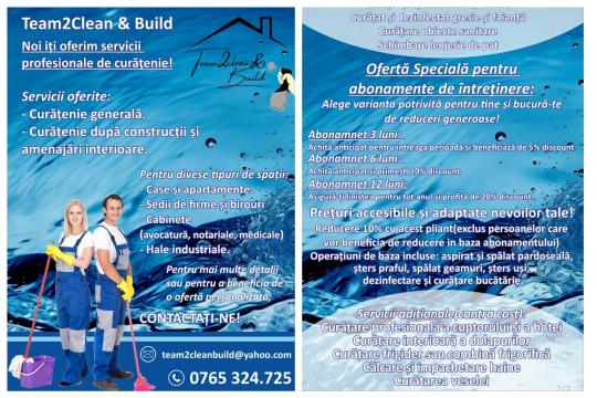 Servicii profesionale de curatenie de la Team2clean&build