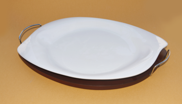 Platou oval portelan 31cm JC6269-2 cu suport