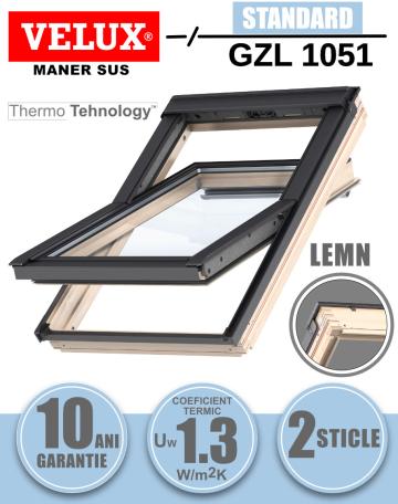 Fereastra mansarda Velux GZL 1051 cu rama de etansare, lemn de la Deposib Expert Srl