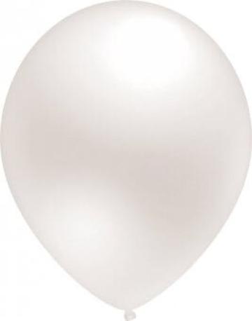 Set 100 baloane latex alb metalizat 13 cm