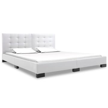 Cadru de pat, alb, 160 x 200 cm, piele artificiala