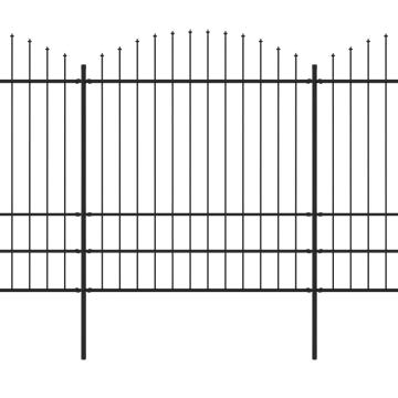 Gard de gradina cu varf sulita, negru, 3,4 m, otel de la VidaXL