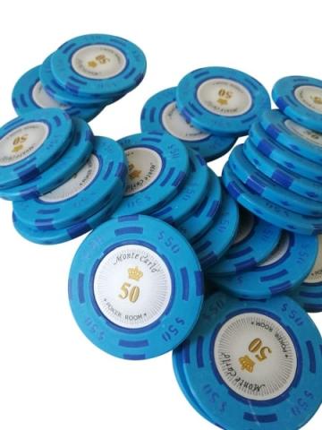 Jeton Poker Montecarlo 14 grame Clay, inscriptionat 50 de la Chess Events Srl