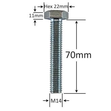 Surub filet metric M14x70mm cap hexagonal DIN 933 Gr.8.8
