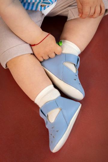 Pantofi din piele sandaluta - bleu de la Andreeatex