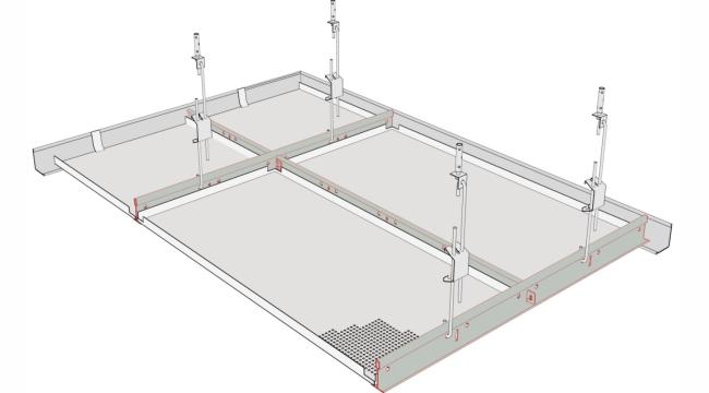 Sistem de tavan casetat metalic Plank Lay-in