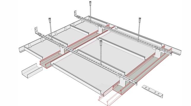 Sistem de tavan casetat metalic Plank Perspecta D Bandraster de la Ideea Plus Srl