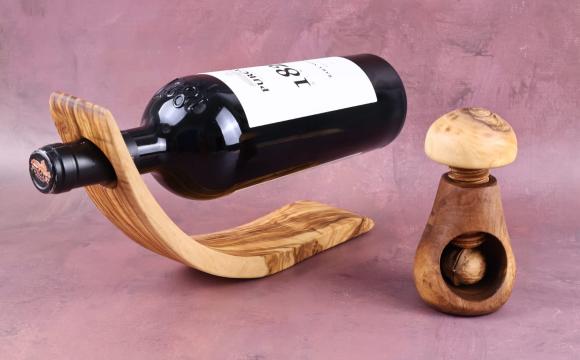 Suport vin din lemn de maslin