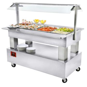 Bufet - Bar de salata frigorifica, 4x GN1/1-150 (lemn alb) de la Clever Services SRL