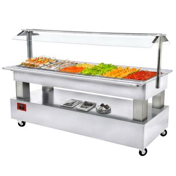 Bufet - Bar de salata frigorifica, 6x GN1/1-150 (lemn alb) de la Clever Services SRL