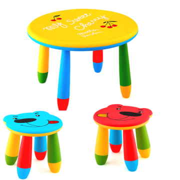 Set mobilier copii Raki, plastic, masa rotunda Slante de la Kalina Textile SRL