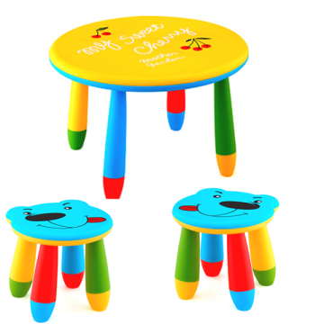 Set mobilier copii Raki, plastic, masa rotunda Slante de la Kalina Textile SRL