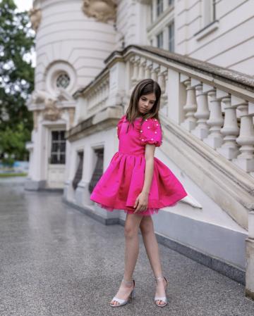 Rochie fete tafta roz fucsia Barbie de la Julies Boutique Srl