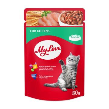 Plic hrana umeda pisica junior cu pui in sos 80g - MyLove de la Club4Paws Srl