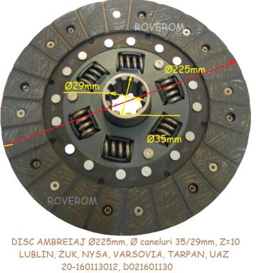 Disc ambreiaj Lublin, Zuk, Nysa, Varsovia, Tarpan, UAZ de la Roverom Srl