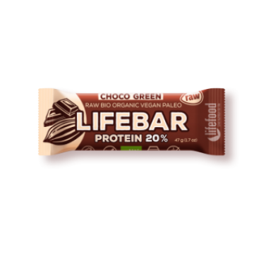 Baton cu ciocolata si proteine raw eco Lifebar plus 47g