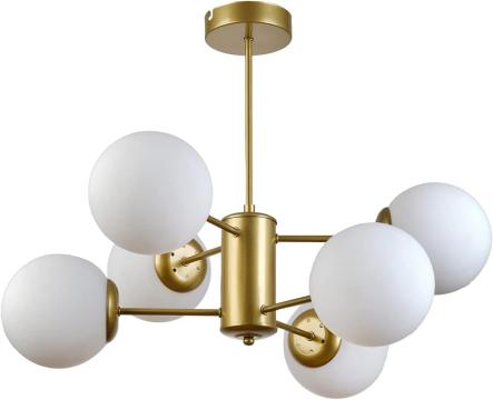 Candelabru 6 globuri albe x E27, diametru 70 cm