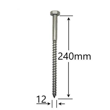 Holsurub lemn cap hexagonal 12x240mm - 25 buc/cutie