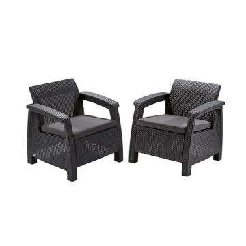 Set fotolii Corfu duo, culoare grafit, cu perna gri deschis