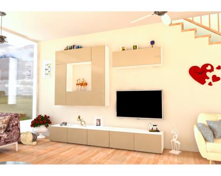 Mobila living Armonia V2 PAL cappuccino lucios de la Sembazuru Art Srl