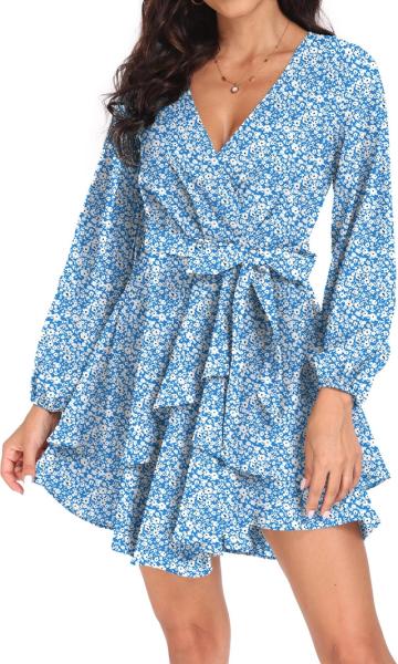 Rochie albastru deschis, deasupra la genunchi, maneci lungi de la Molifag Srl