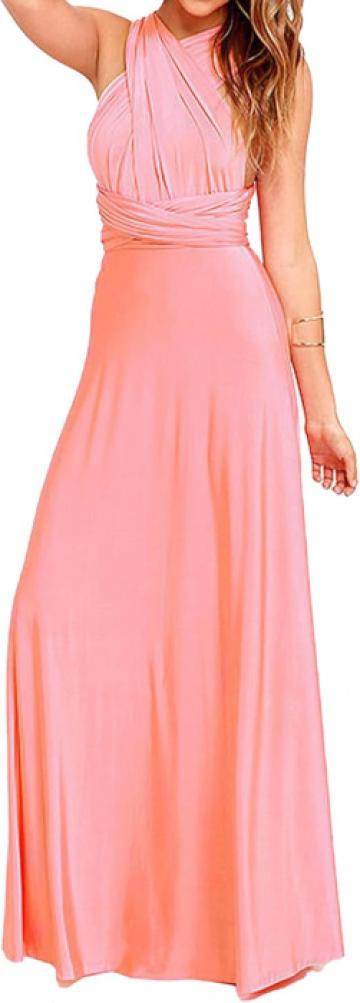 Rochie eleganta lunga, fara maneci, spate gol, talie inalta de la Molifag Srl