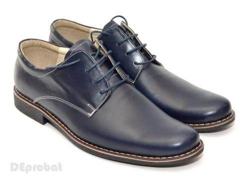 Pantofi barbati piele naturala bleumarin casual-eleganti