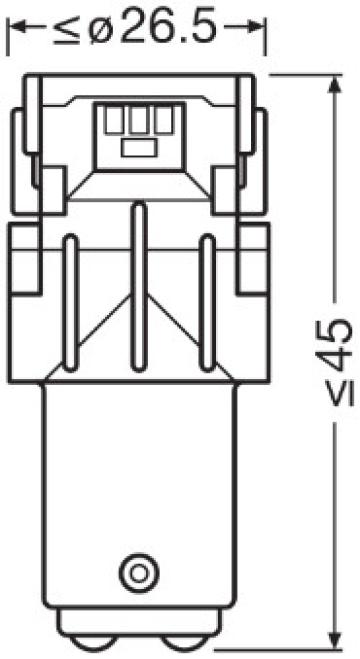 Set 2 becuri auxiliare cu led 12V (P21/5W) Red Bli Osram