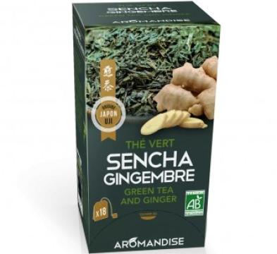 Ceai verde sencha cu ghimbir bio 18dz x 2g 36g Aromandise