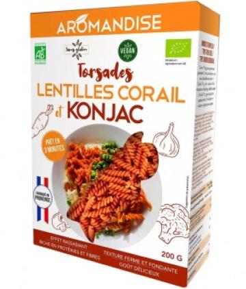 Paste fusilli din linte coral si konjac bio 200g Aromandise