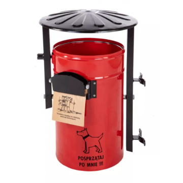 Cos stradal pentru deseuri animale Kacper, rosu, metal, 35 L de la Sanito Distribution Srl