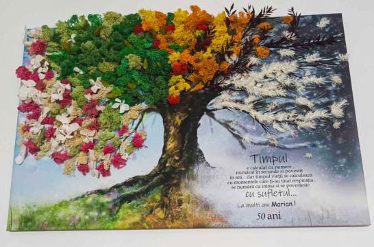 Tablou Copacul celor 4 anotimpuri canvas licheni stabilizati de la Flower Power Gift