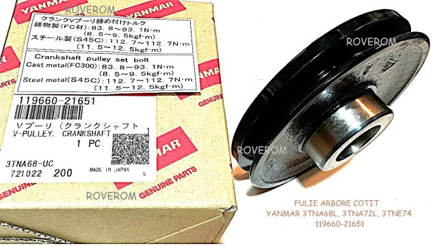 Fulie arbore cotit Yanmar 3TNA68L, 3TNA72L, 3TNE74, Kobelco de la Roverom Srl