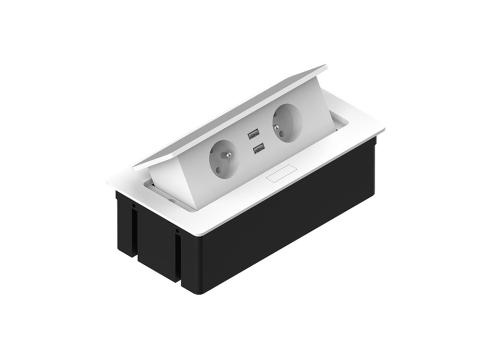 Priza in desk - Kwadro, 2XSchuko, 2XUSB 2.1A 5V