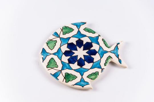 Platou - peste din ceramica, albastru turcoaz