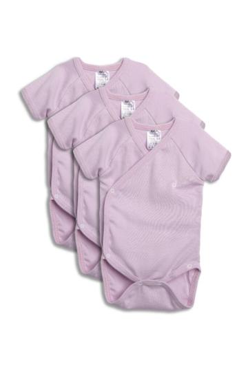 Body petrecut maneca scurta - roz-vintage - Set x 3