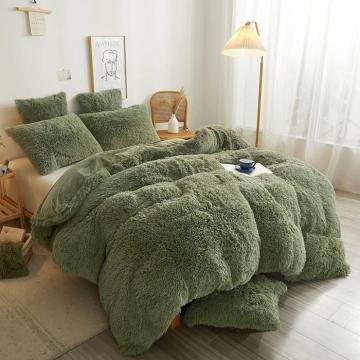 Lenjerie de pat cu fermoar 135x200 plush, verde