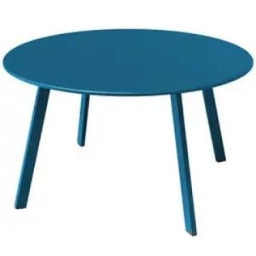 Masuta rotunda, metalica, pe 4 picioare, albastra 70x70x40