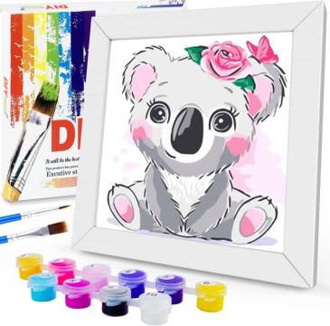 Set pictura Koala cu rama lemn 20x20 cm